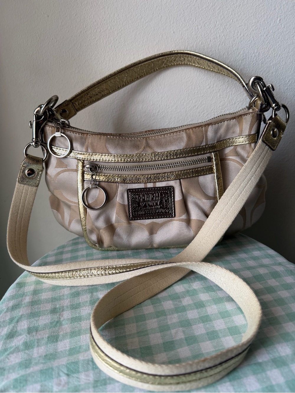 Coach Poppy Signature Groovy Gold Shoulder Bag and Crossbody